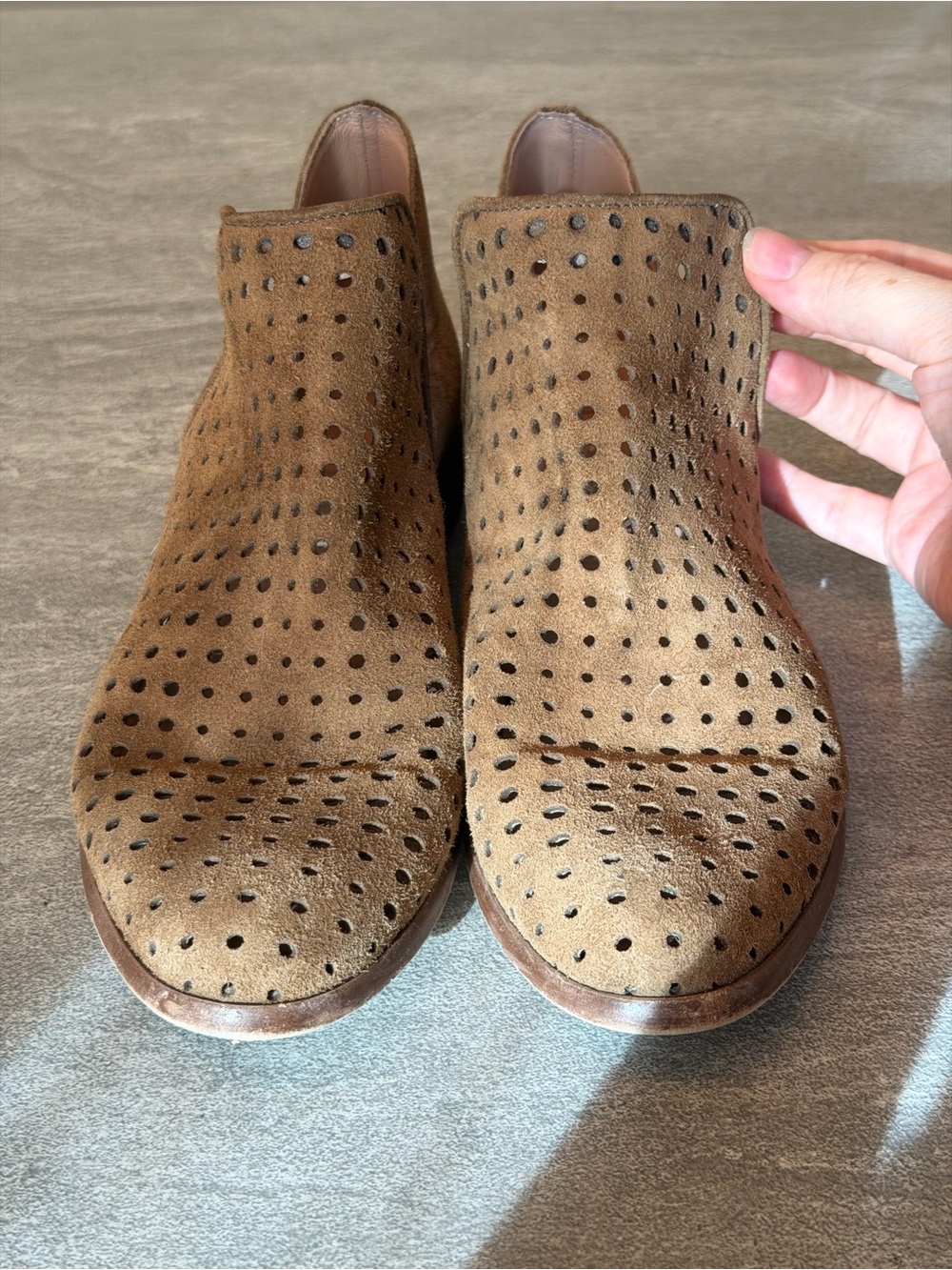 Cordani Burk Laser Ankle Booties Women's Size 38 Suede In Color Tobacco